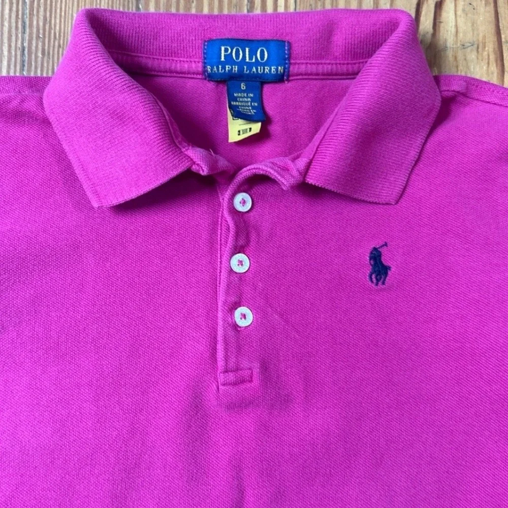 Polo Ralph Lauren Polo Dress Kids Pink Short Sleeve Drop Waist SIZE 6